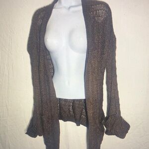Women's Brown Open-Front Sweater